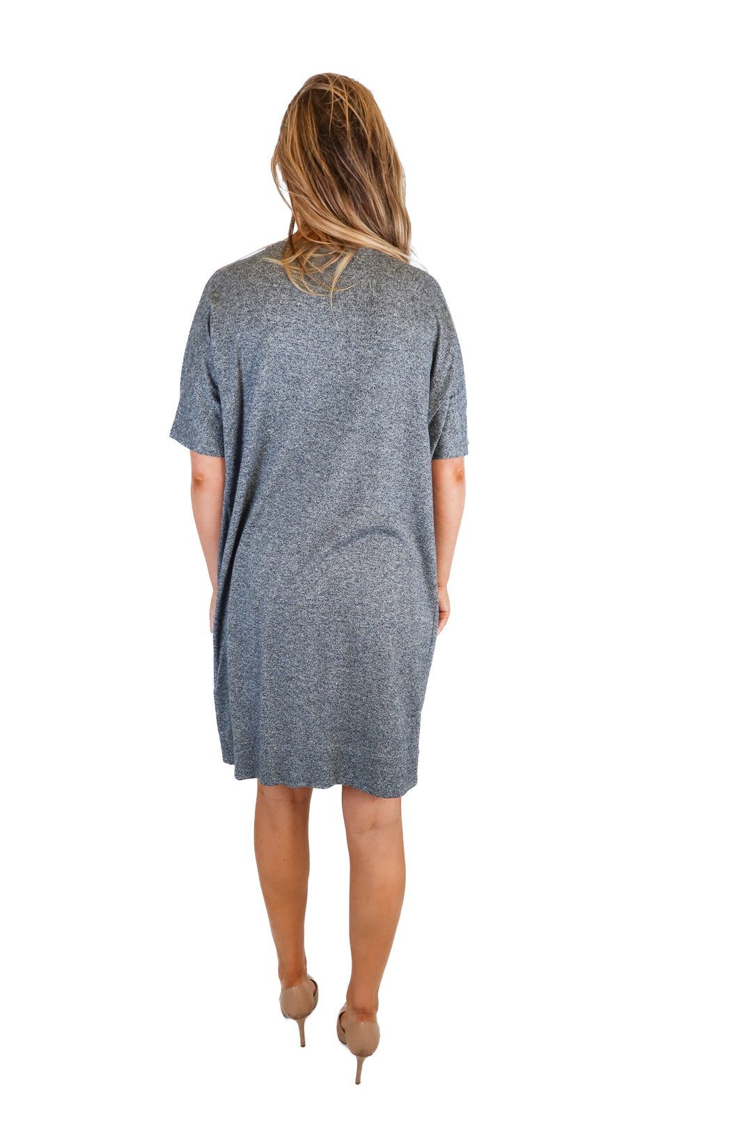 eileen fisher dark heather grey t-shirt dress (m; retail $178)