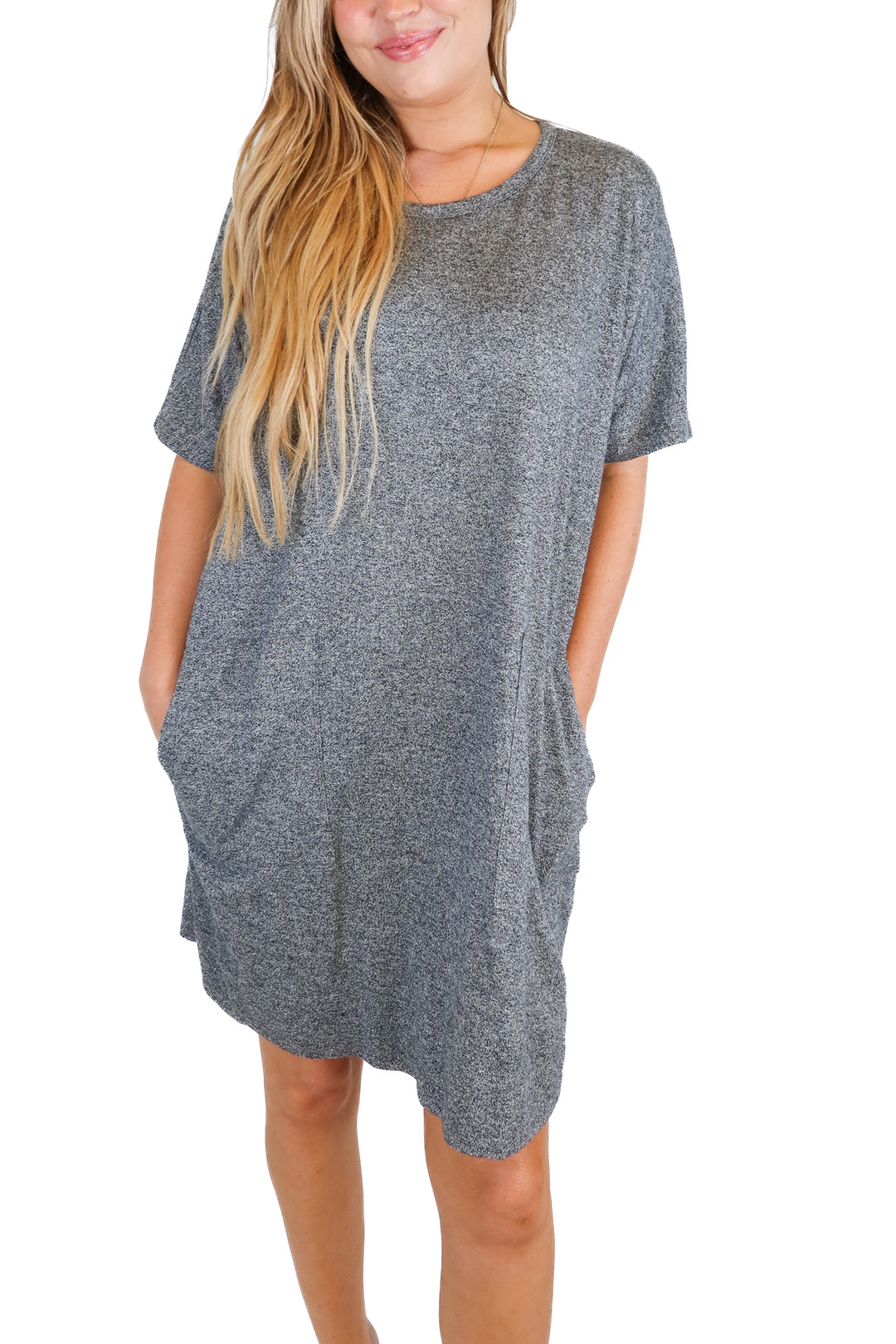 eileen fisher dark heather grey t-shirt dress (m; retail $178)