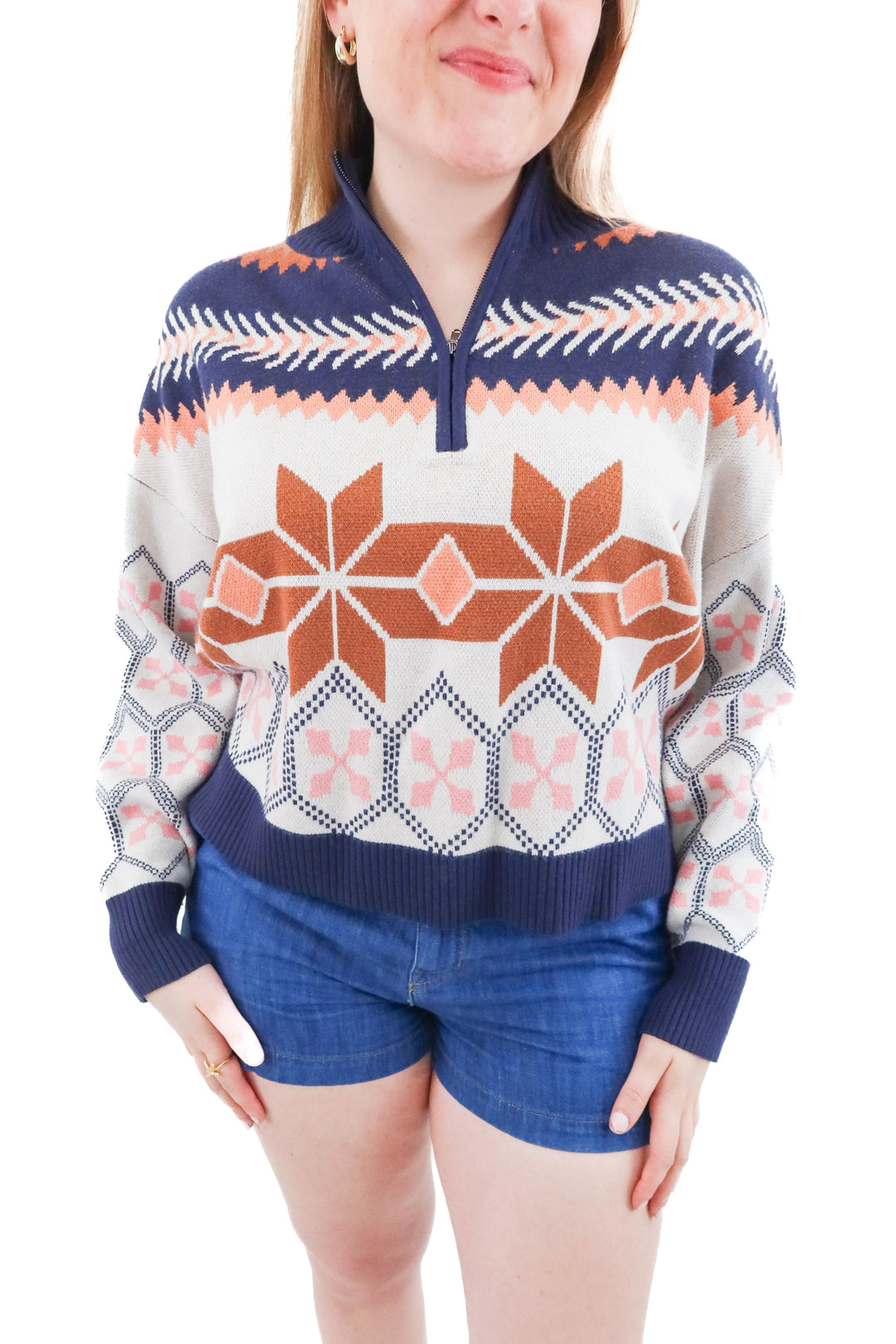 maeve knit 1/4 zip sweater (m; retail $198)