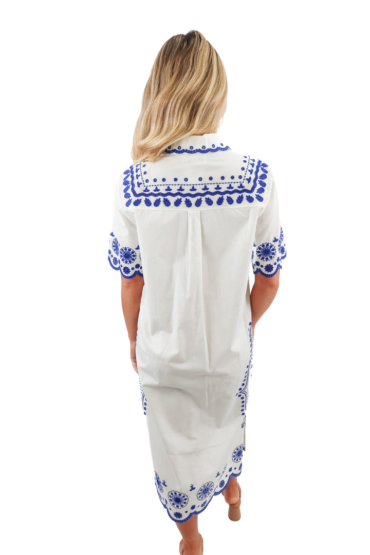 SALONI white broderie anglaise poplin midi dress (4; retail $614)