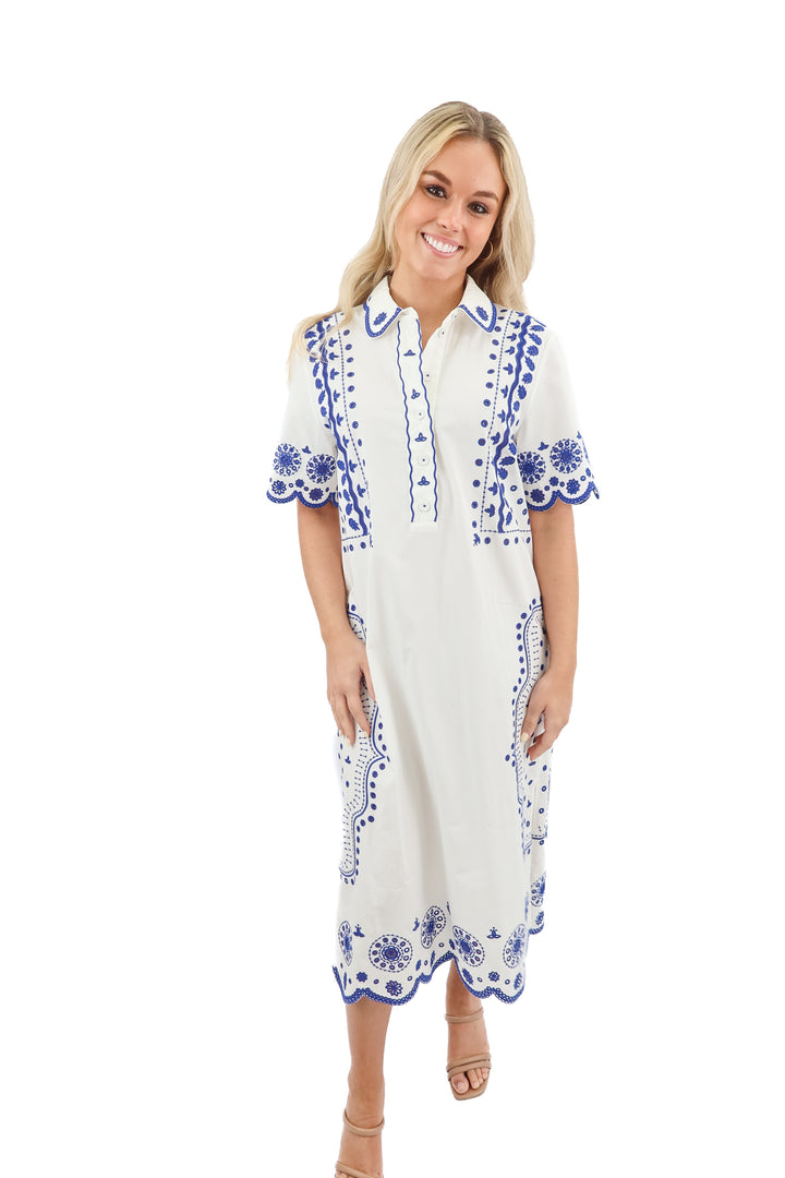 SALONI white broderie anglaise poplin midi dress (4; retail $614)