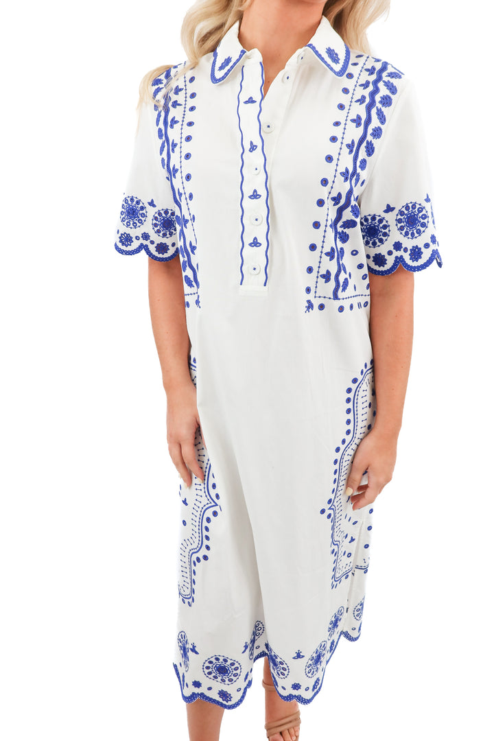 SALONI white broderie anglaise poplin midi dress (4; retail $614)