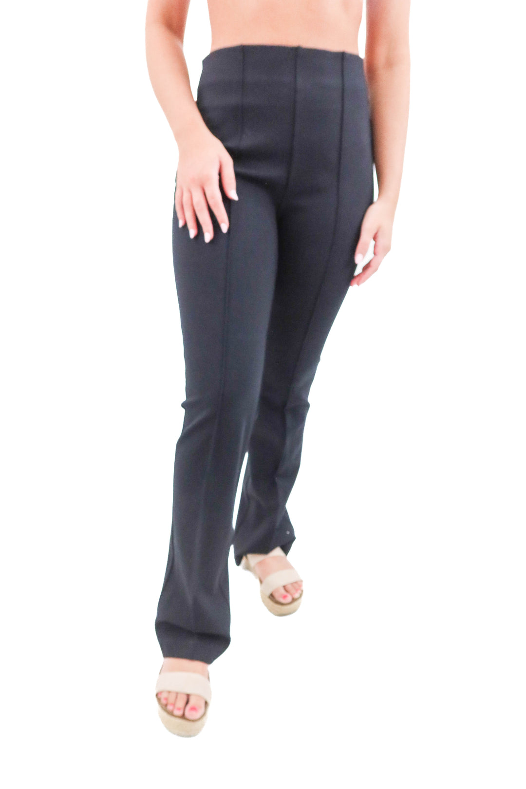 spanx black ponte micro flare pants nwt (m; retail $158)