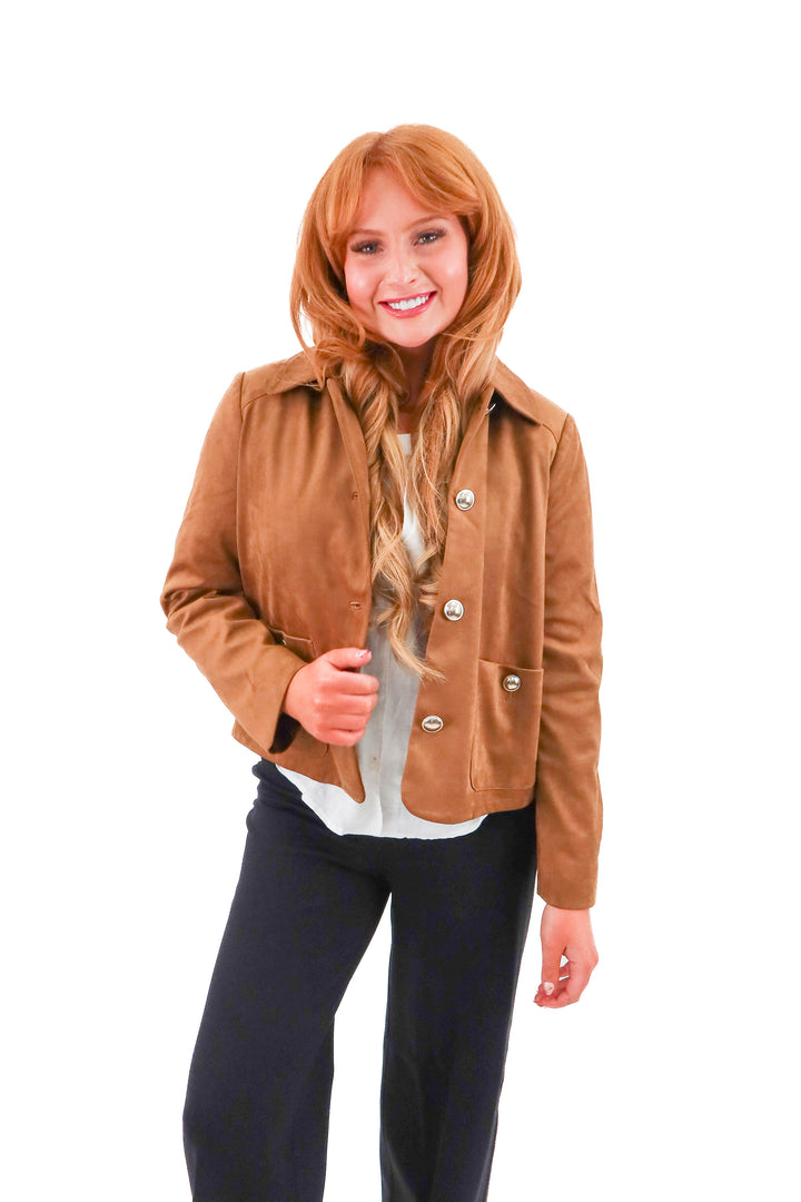chico's brown faux suede jacket nwt (1; retail $199.50)