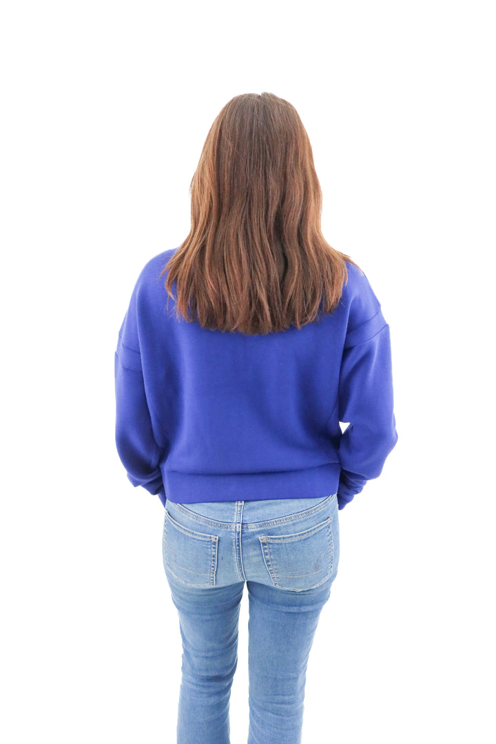 spanx airessentials cobalt blue full zip jacket (m; $138)