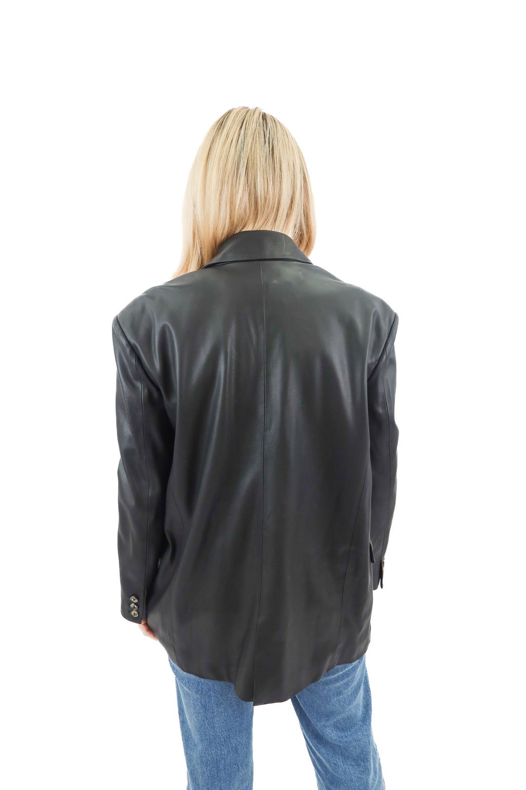BlankNYC black vegan leather oversize blazer NWT (S)