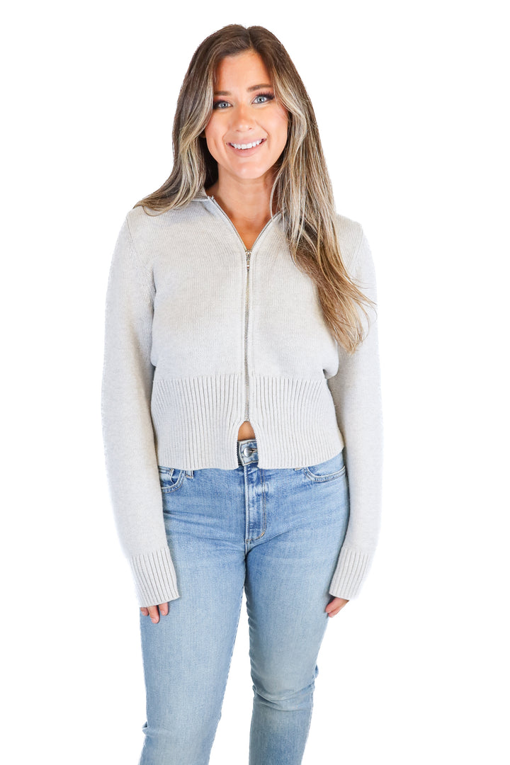 abercrombie & fitch grey zip up sweater (L; retail $90)