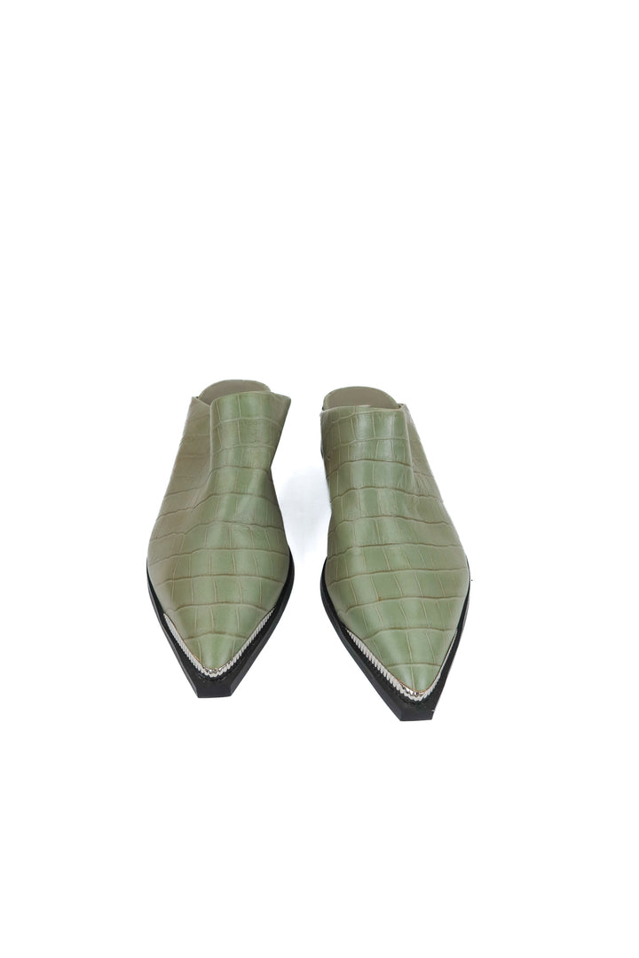 Senso green leather flats (38; retail $329)