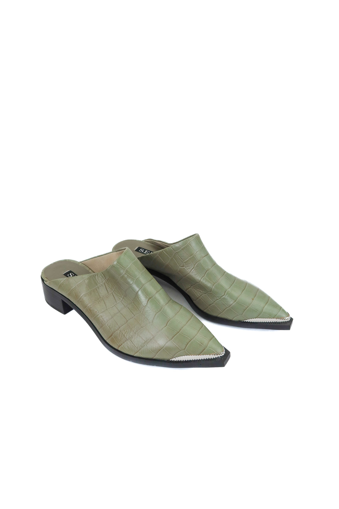 Senso green leather flats (38; retail $329)