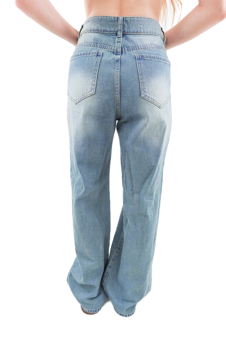 blue wide leg denim (s)
