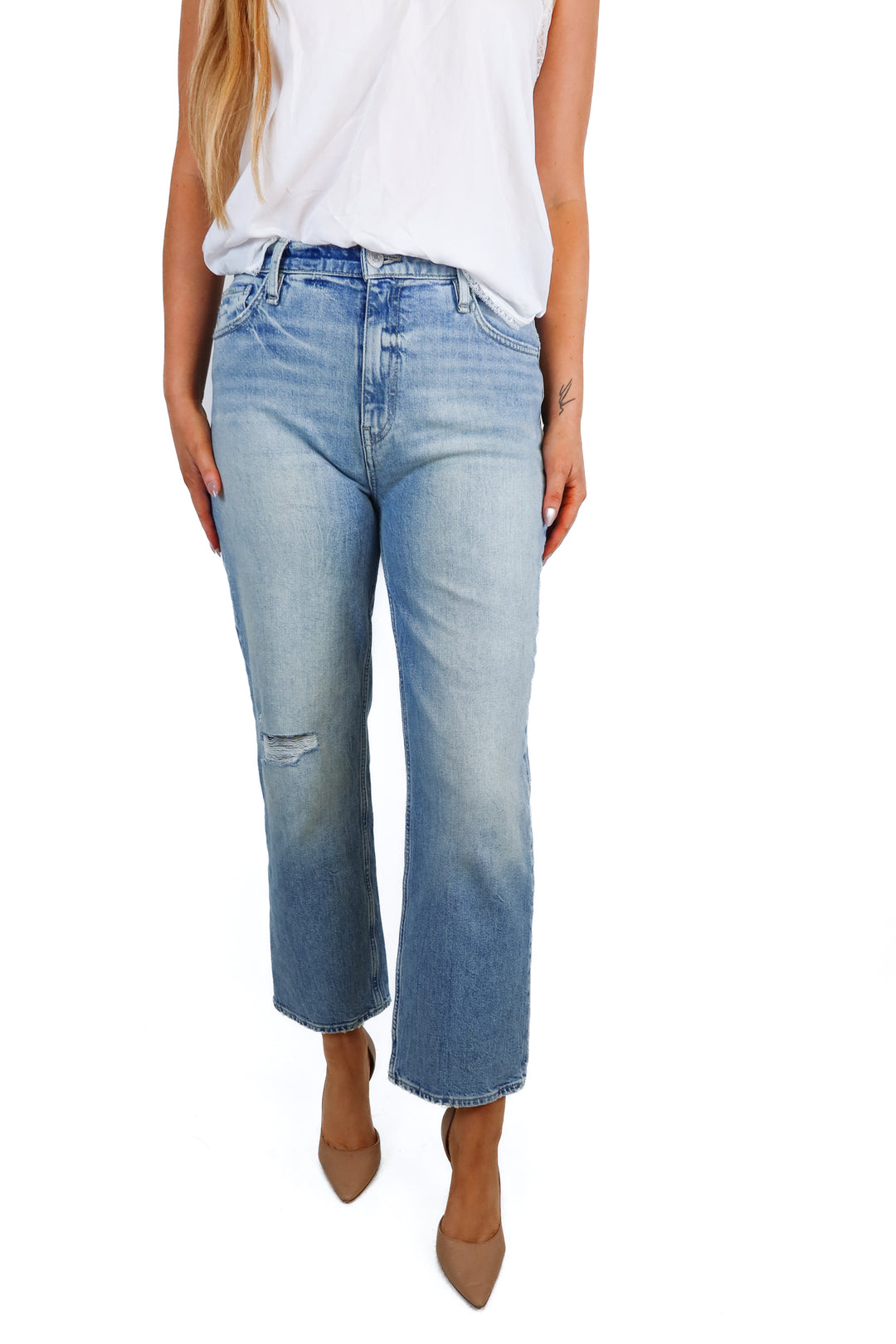 hudson light wash high rise straight leg ankle jeans (XXL/30) NWT