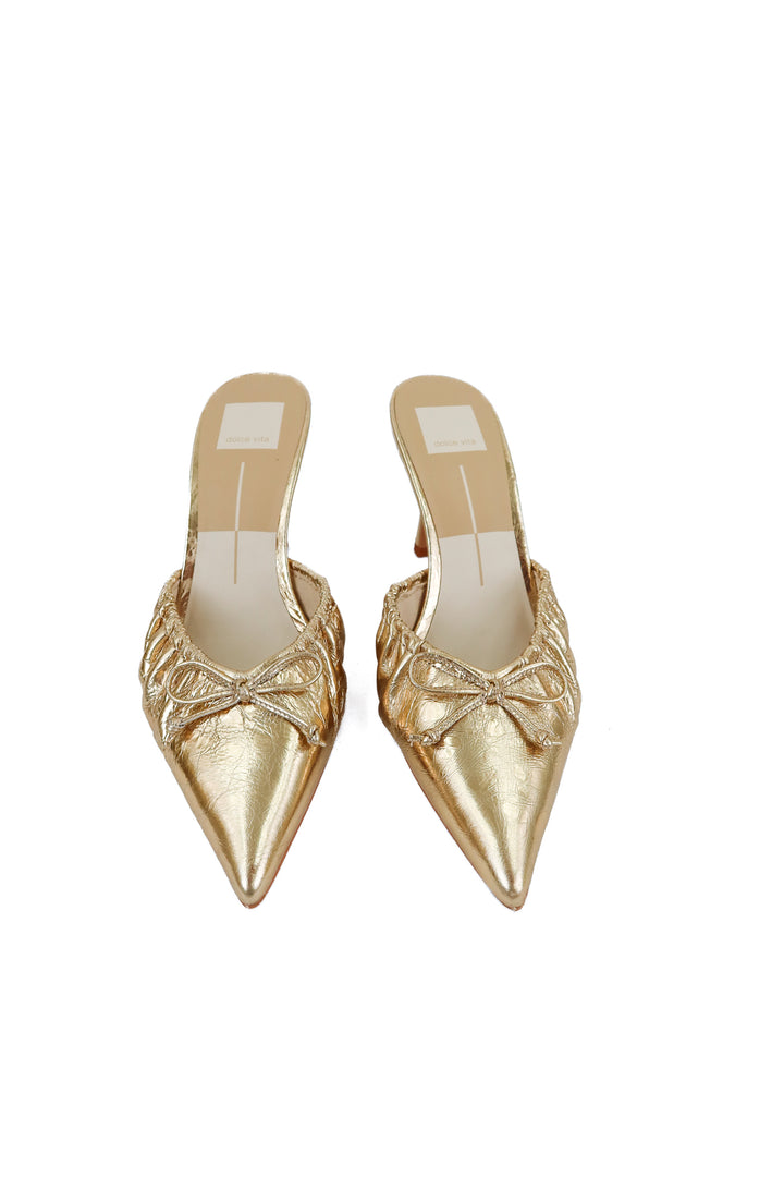 Dolce Vita gold heels (8; retail $110)