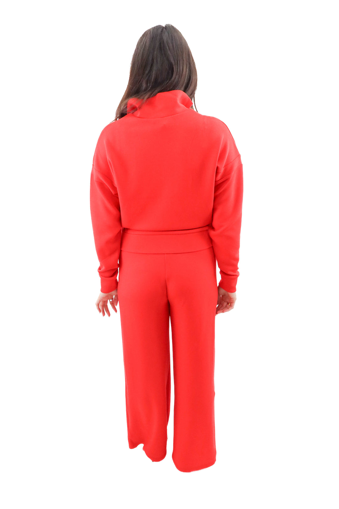spanx airessentials red full zip and wide leg pants set nwt (m)