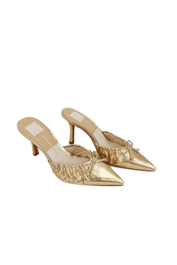 Dolce Vita gold heels (8; retail $110)