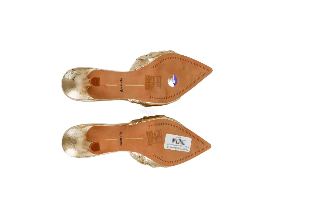 Dolce Vita gold heels (8; retail $110)