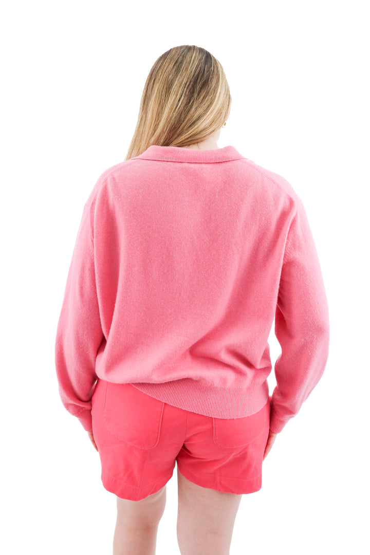 j.crew pink cashmere knit sweater (xl; retail $198)