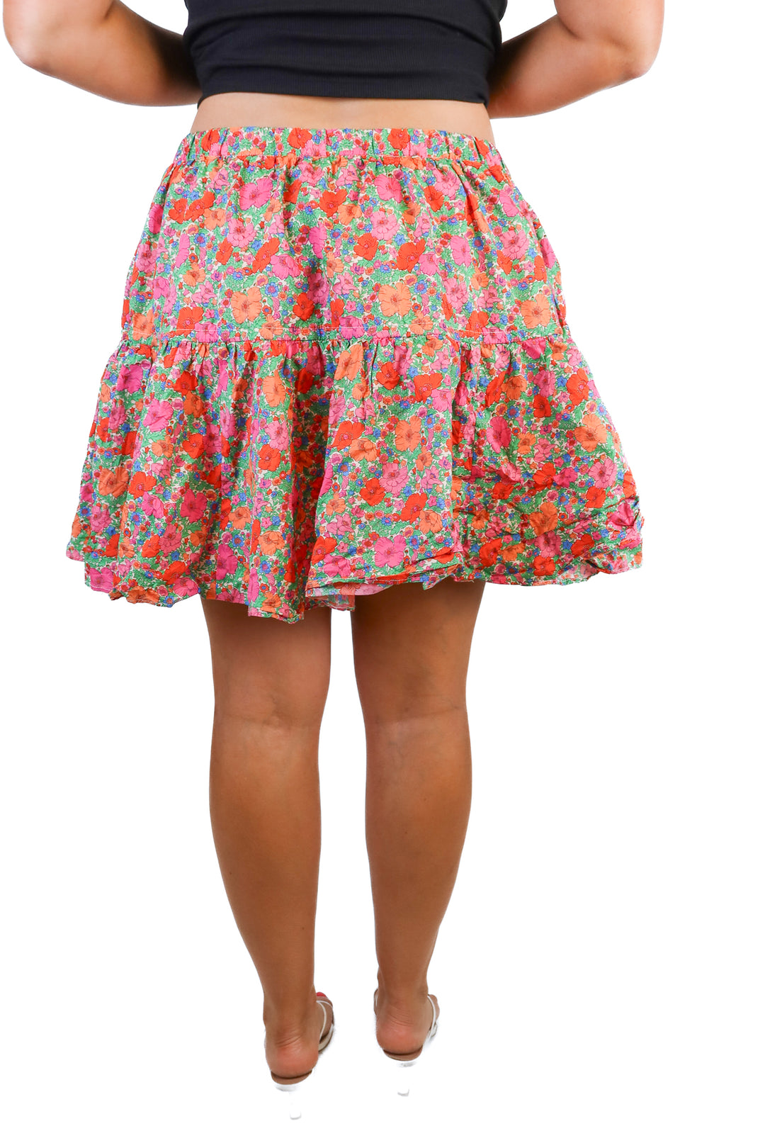 j.crew floral ruffle skirt (L)