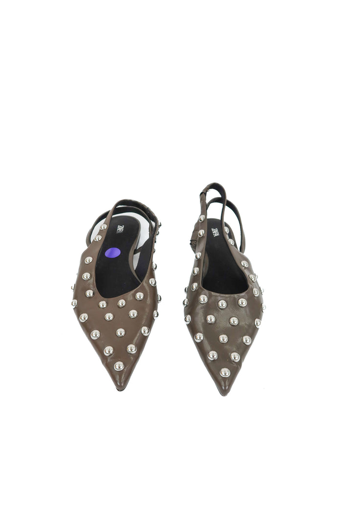 Zara silver stud flats (38; retail $56)