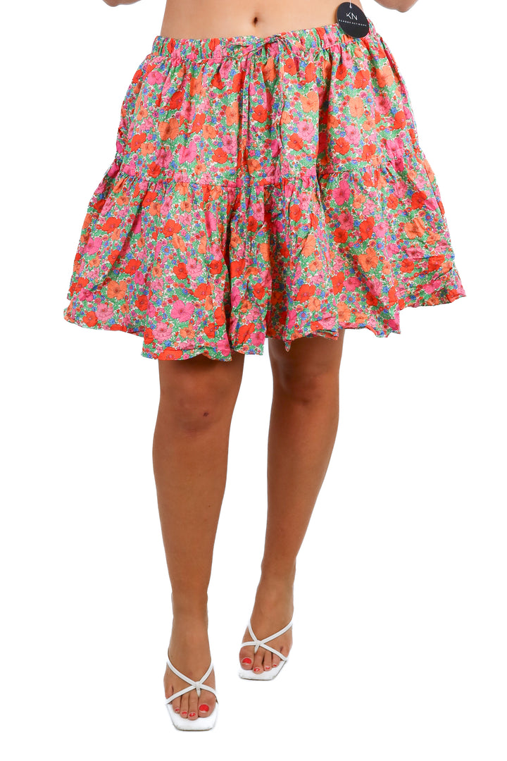 j.crew floral ruffle skirt (L)