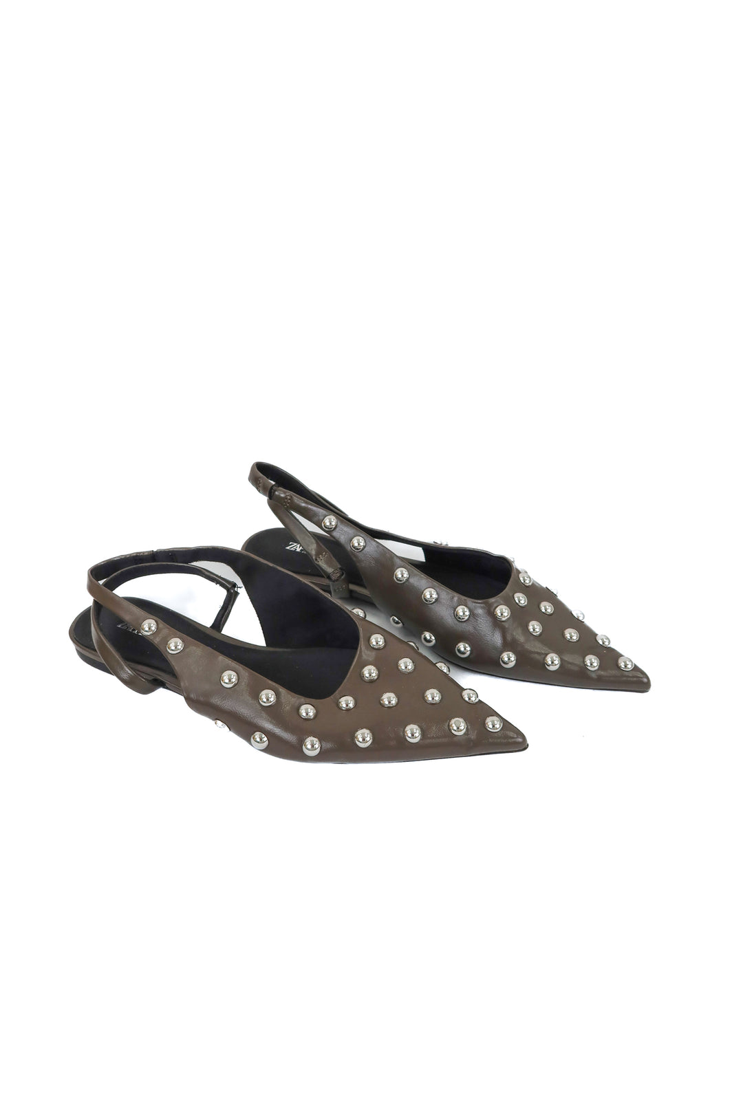 Zara silver stud flats (38; retail $56)