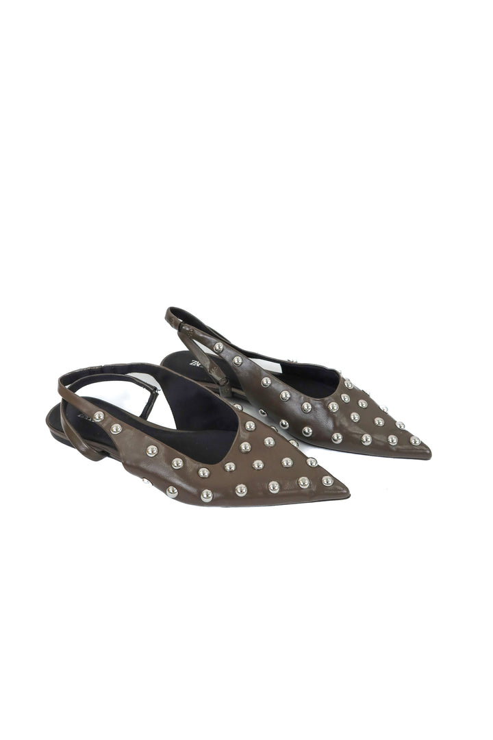 Zara silver stud flats (38; retail $56)