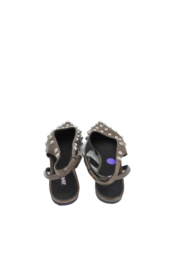 Zara silver stud flats (38; retail $56)