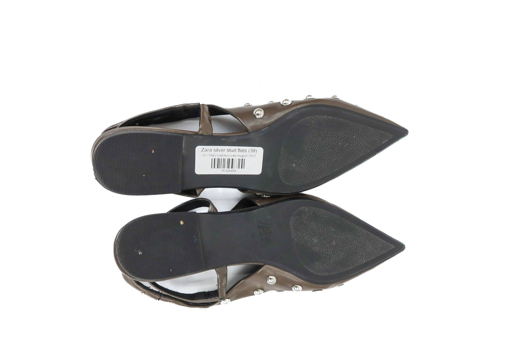 Zara silver stud flats (38; retail $56)