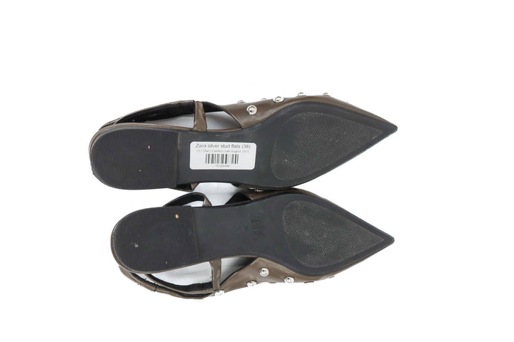 Zara silver stud flats (38; retail $56)