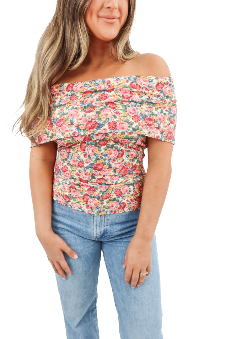 sezane floral off shoulder top NWT (L)