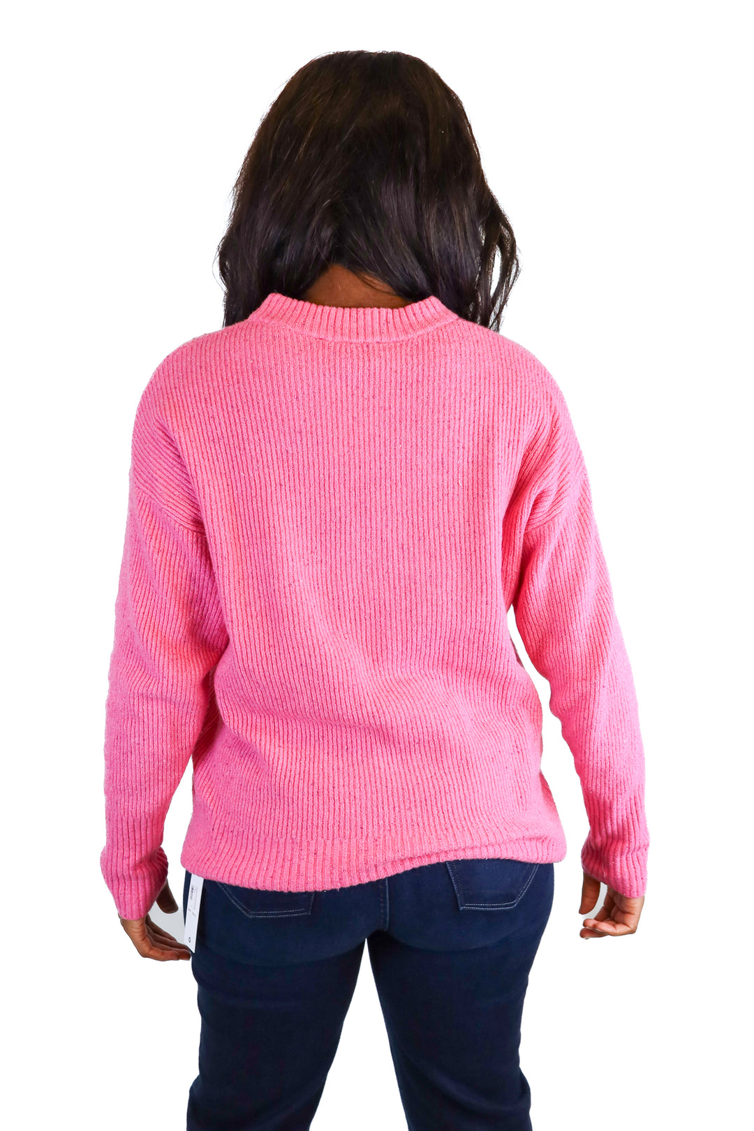 Something Navy Hot Pink Heathered & Ribbed Sweater (M)