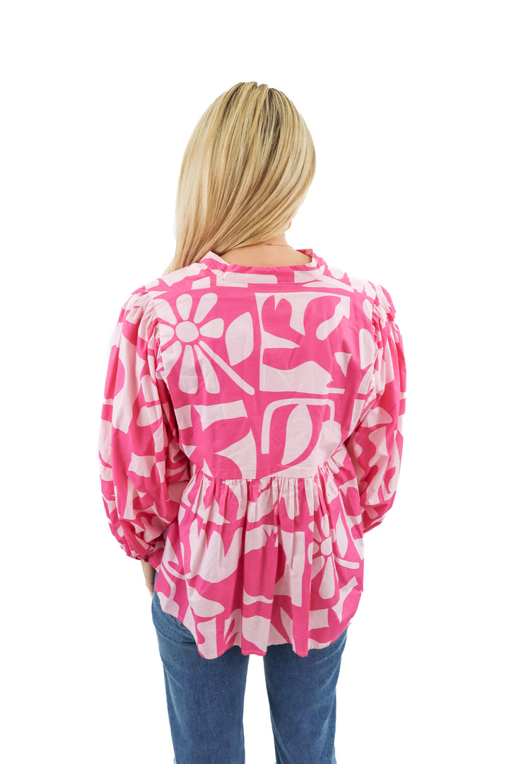 Oliphant pink floral top (S; retail $215)