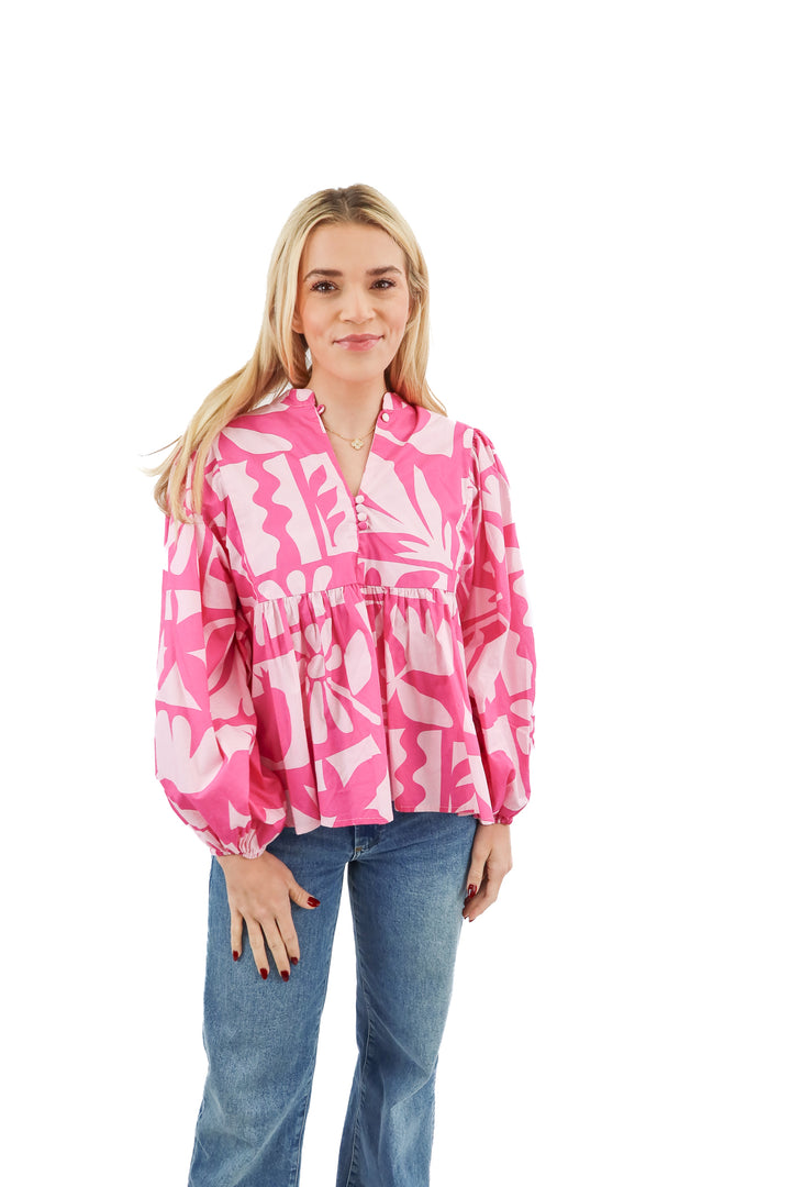 Oliphant pink floral top (S; retail $215)