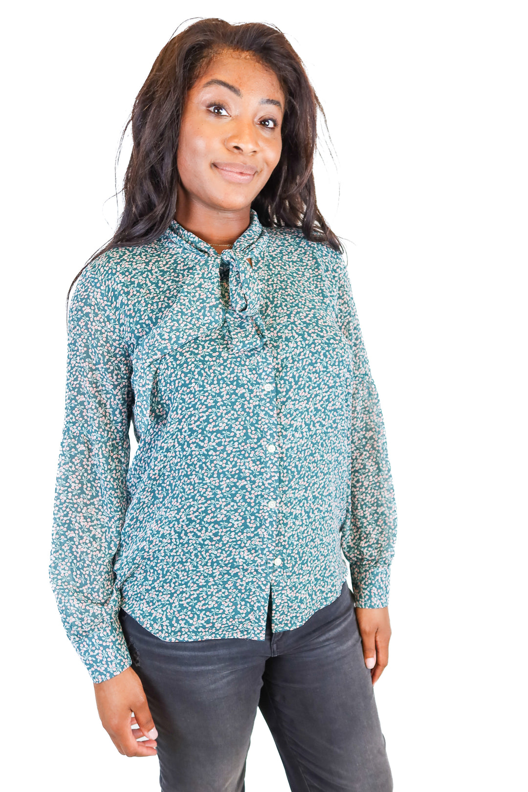 loft green patterned button up (m) NWT