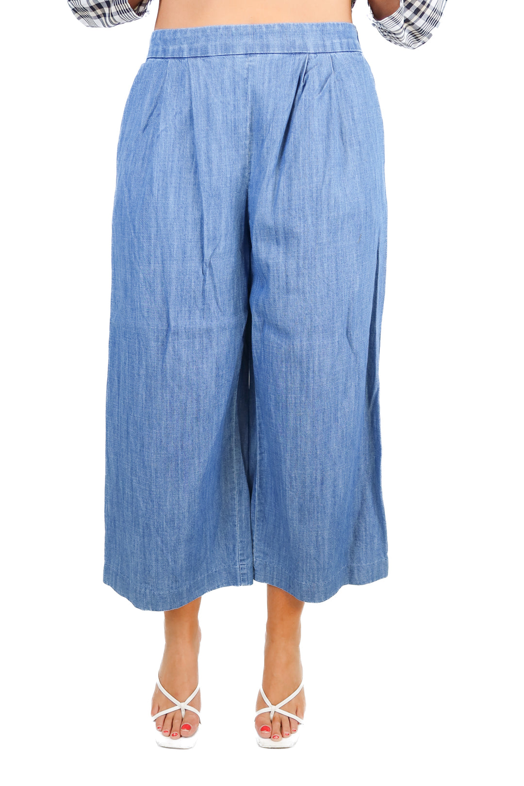 j.crew chambray wide leg pants (M/6)