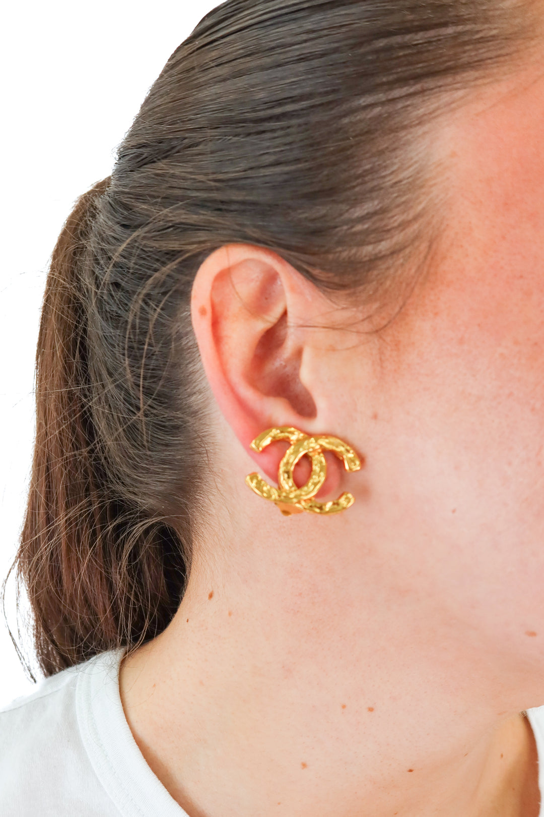 Chanel CC Gold-Plated Earrings