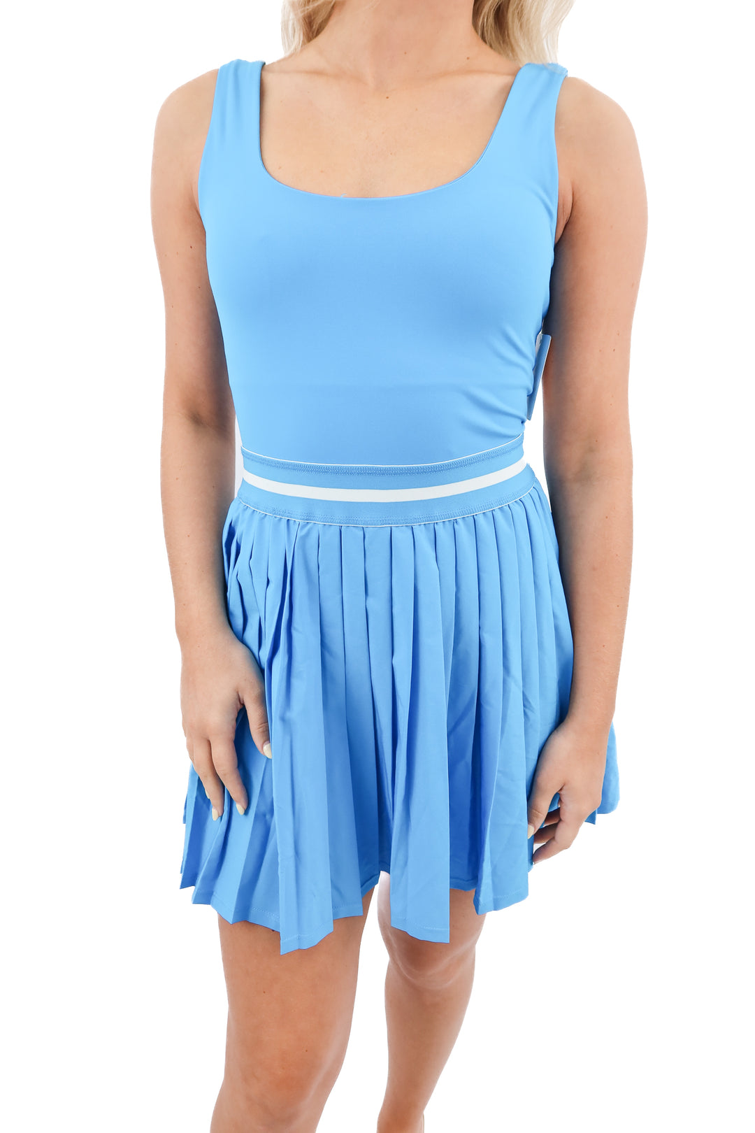 All in Motion blue active pleated dress (M; retail $35)