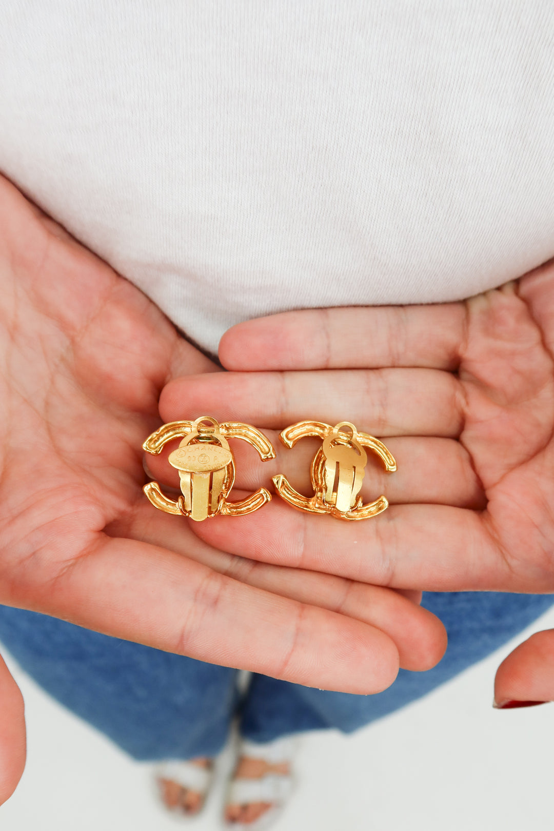 Chanel CC Gold-Plated Earrings