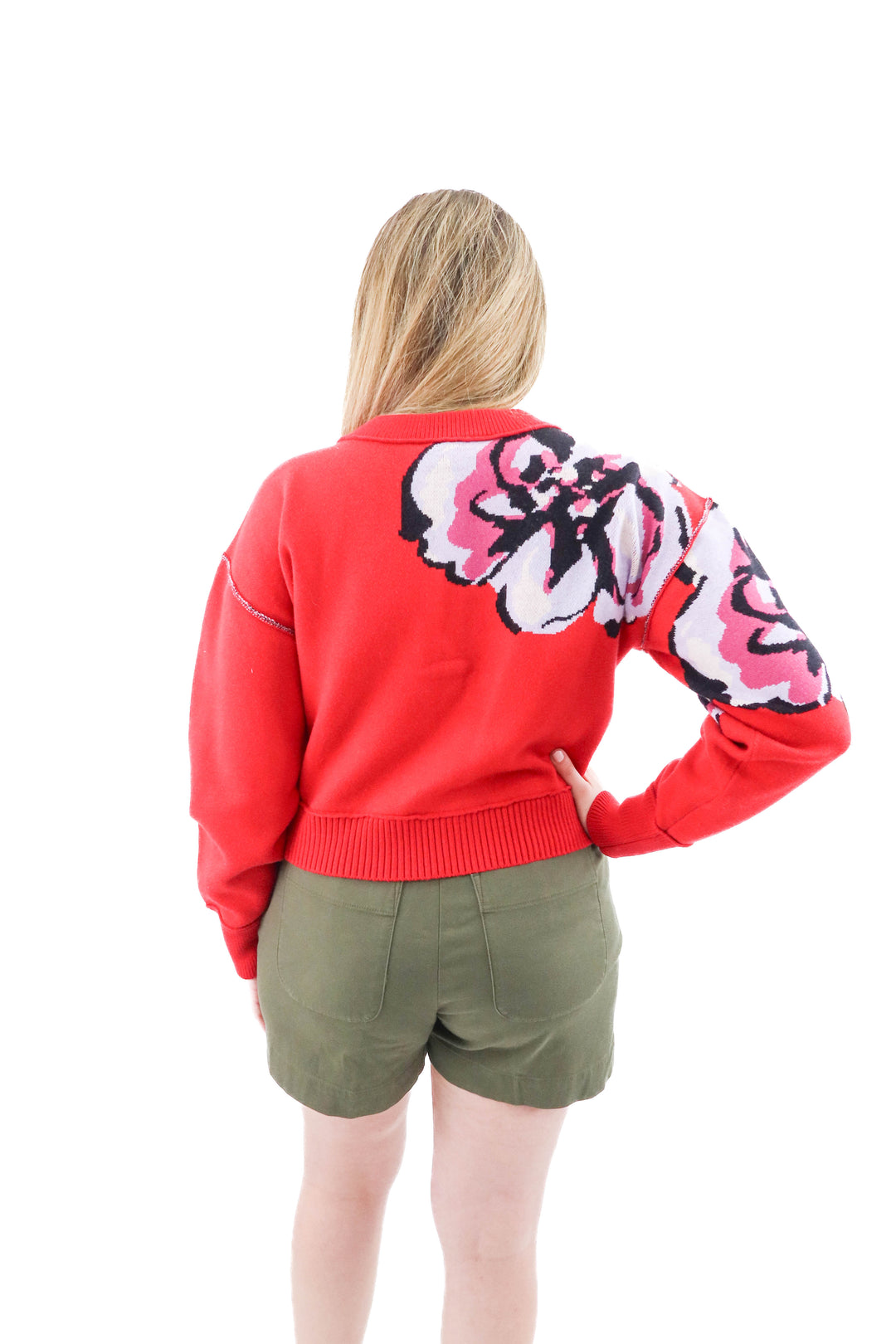 maeve red knit cardigan (m)
