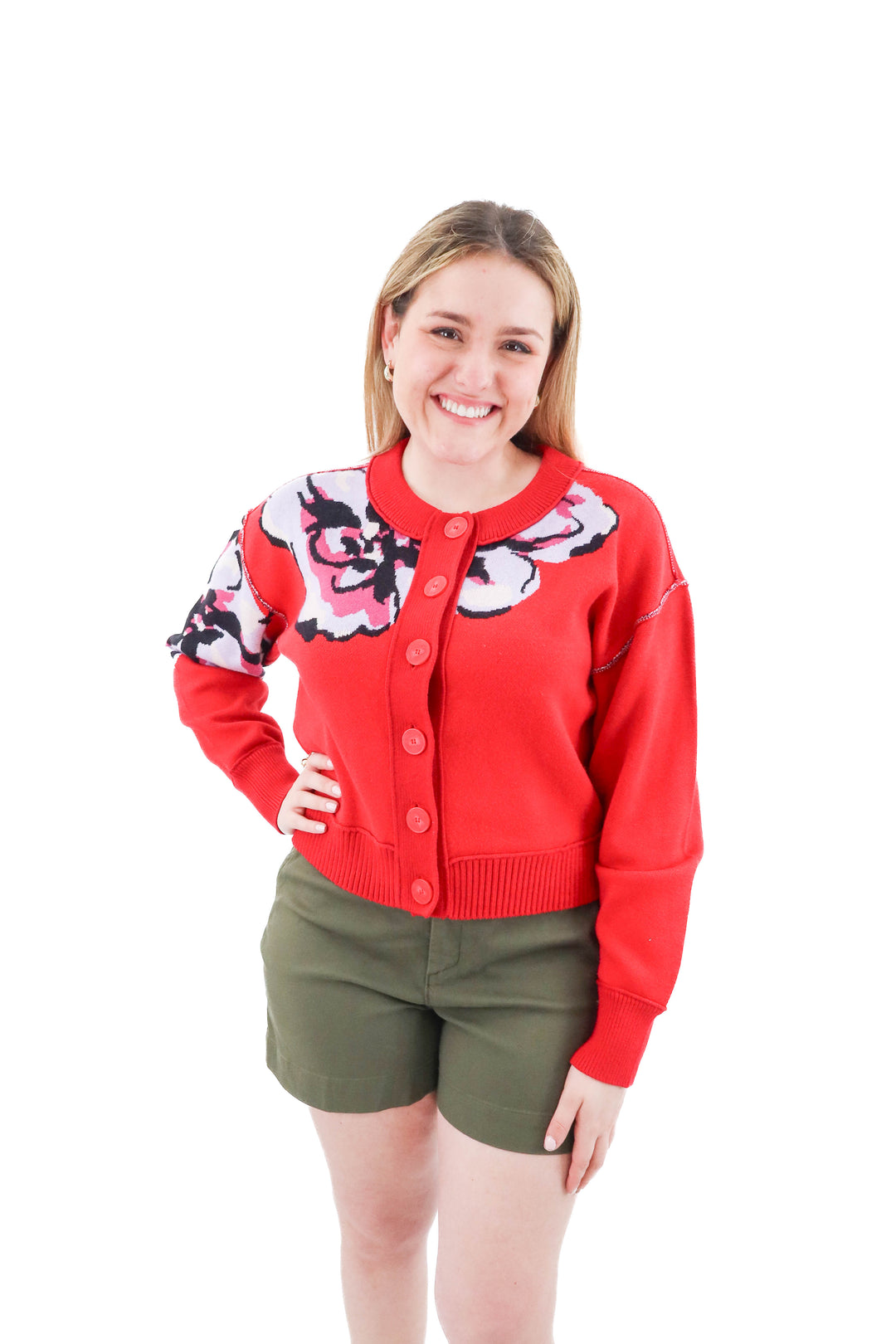 maeve red knit cardigan (m)