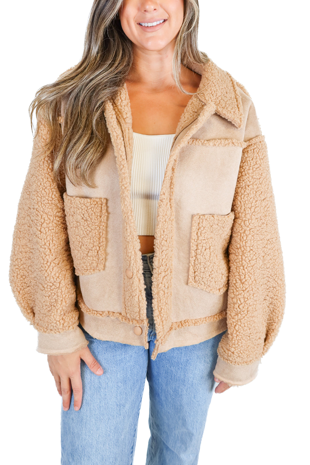 Loveriche light brown sherpa jacket (L)