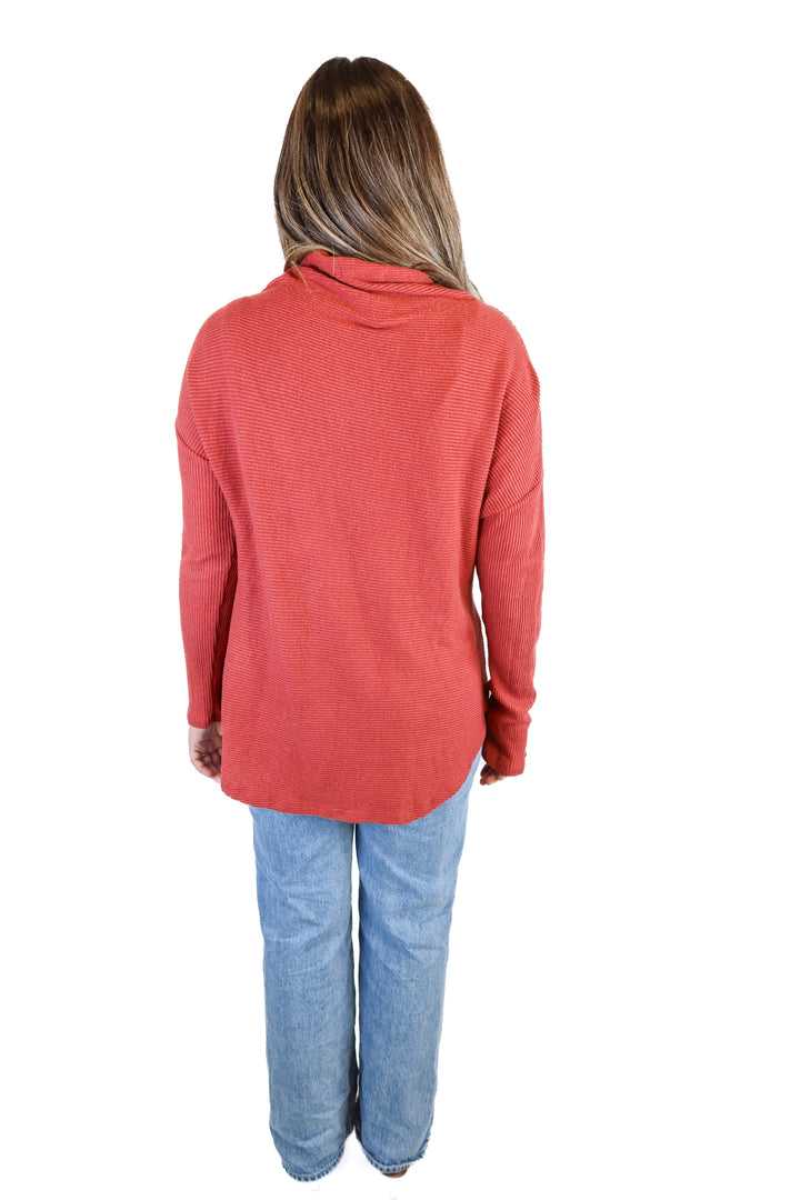 active usa cinnamon ribbed turtleneck sweater dress (L)