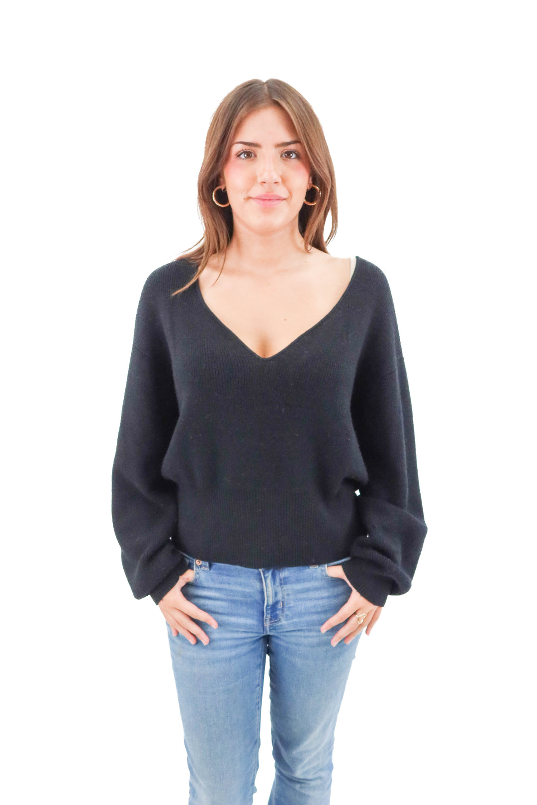 j.crew black v neck knit merino wool sweater (l)