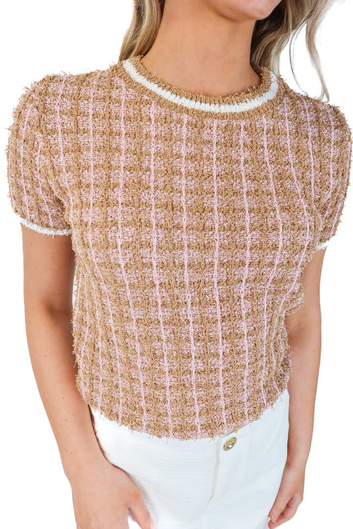 endless rose brown/pink knit tee NWT (xs)