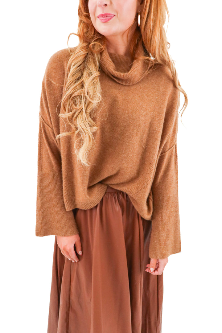 pilcro brown turtleneck cashmere sweater (m)