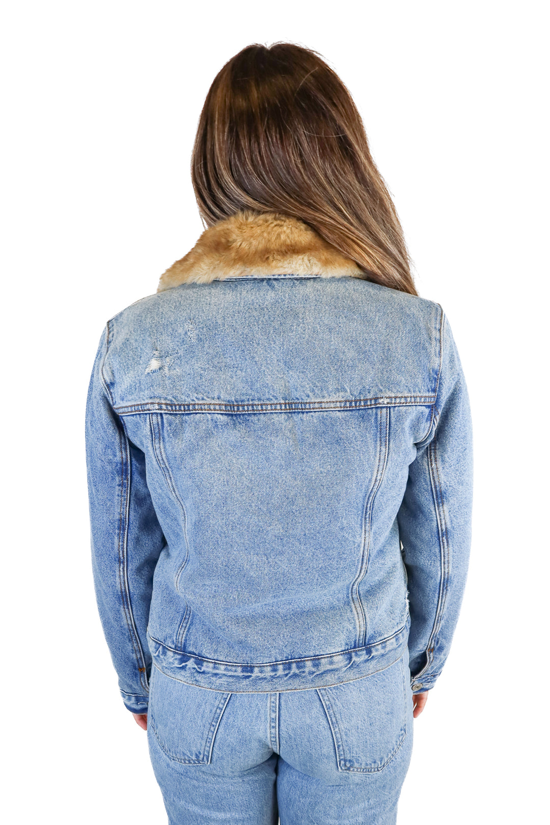 Abercrombie fur collar denim jacket (M; retail $140)