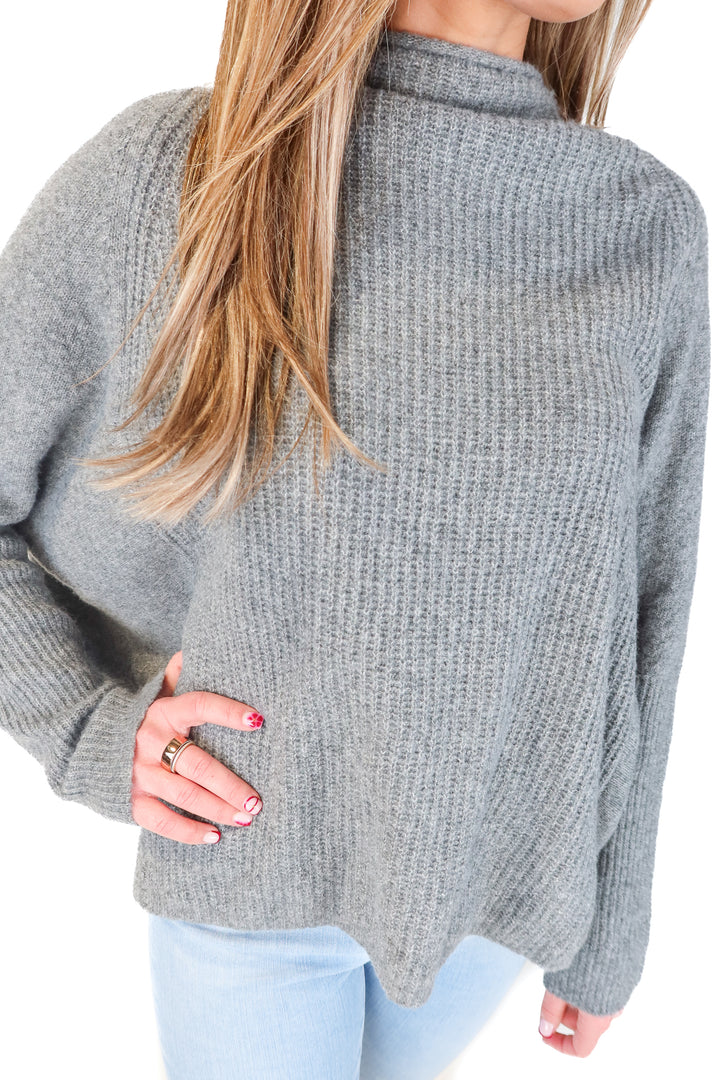 able grey dolman sleeve sweater (s)