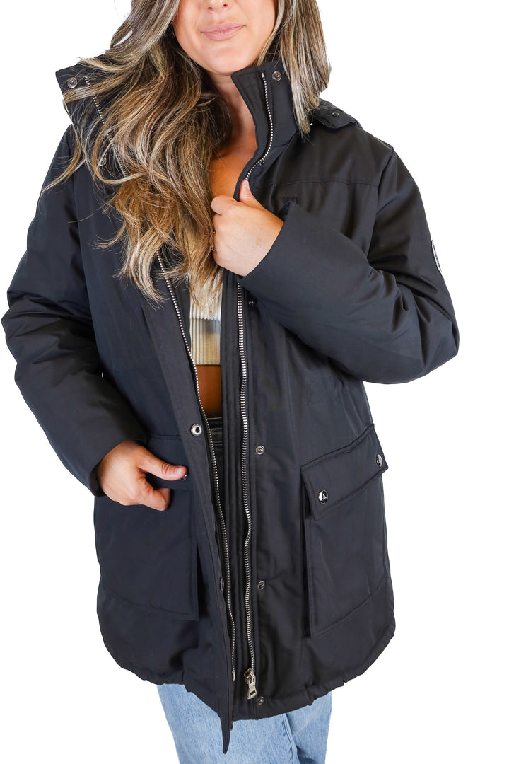 Spire black heavyweight parka jacket (L)