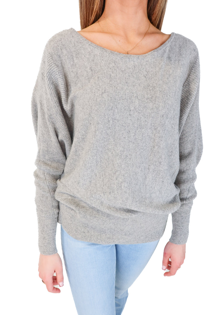 free people grey dolman sleeve sweater (s)