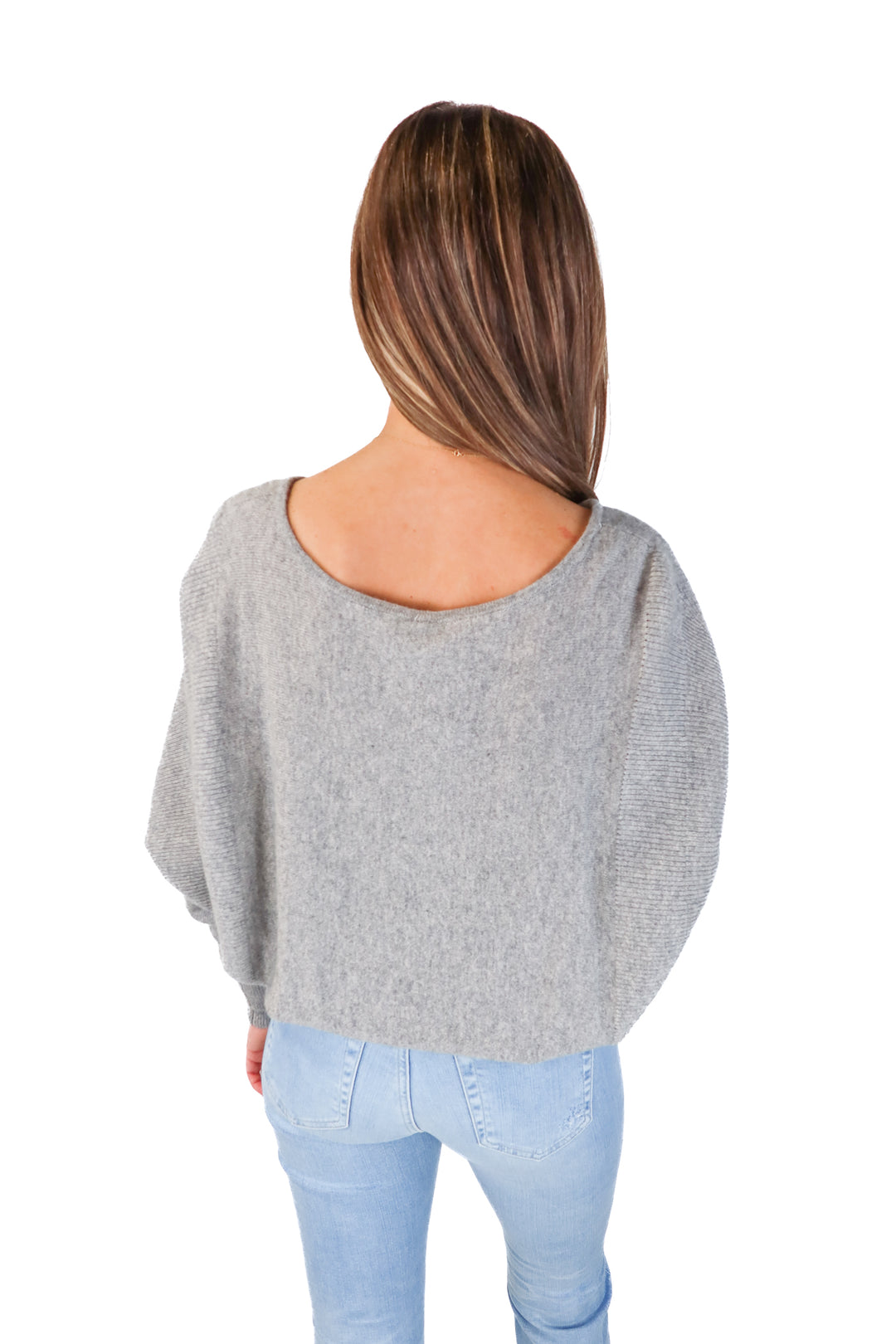 free people grey dolman sleeve sweater (s)