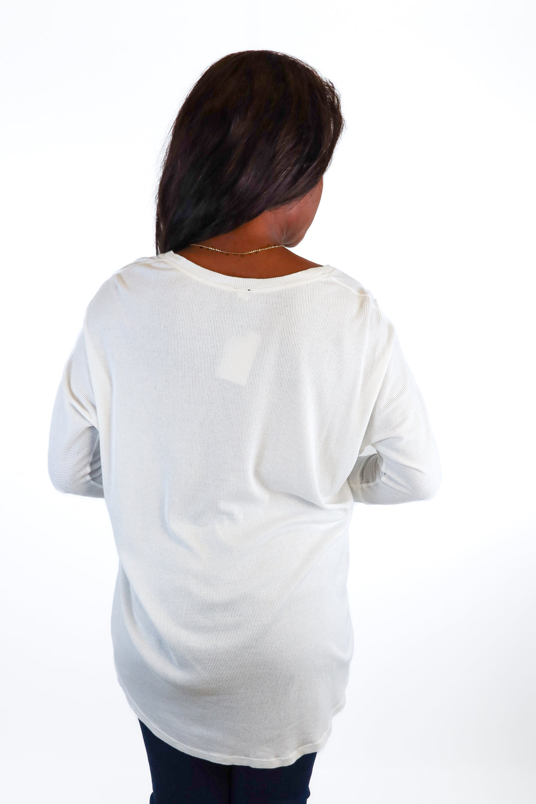 bobi white ribbed 3/4 sleeve top (m)